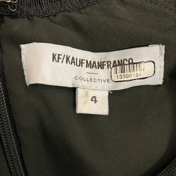 KF/Kaufman Franco Collection Onyx Leather Front Mini Dress Size 4 Sheer Cap Sexy - Picture 7 of 8